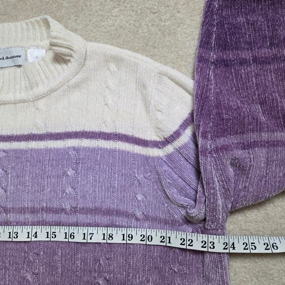 Alfred Dunner XL Mock Neck Purple Ombre Cable Knit Chenille Pullover Sweater - Picture 4 of 10